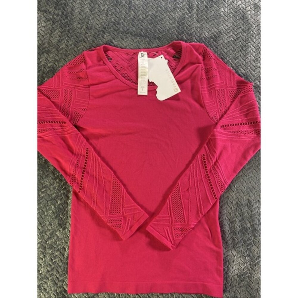 NEW Fabletics Isabella Seamless Top Women Small Hot Pink Long Sleeve